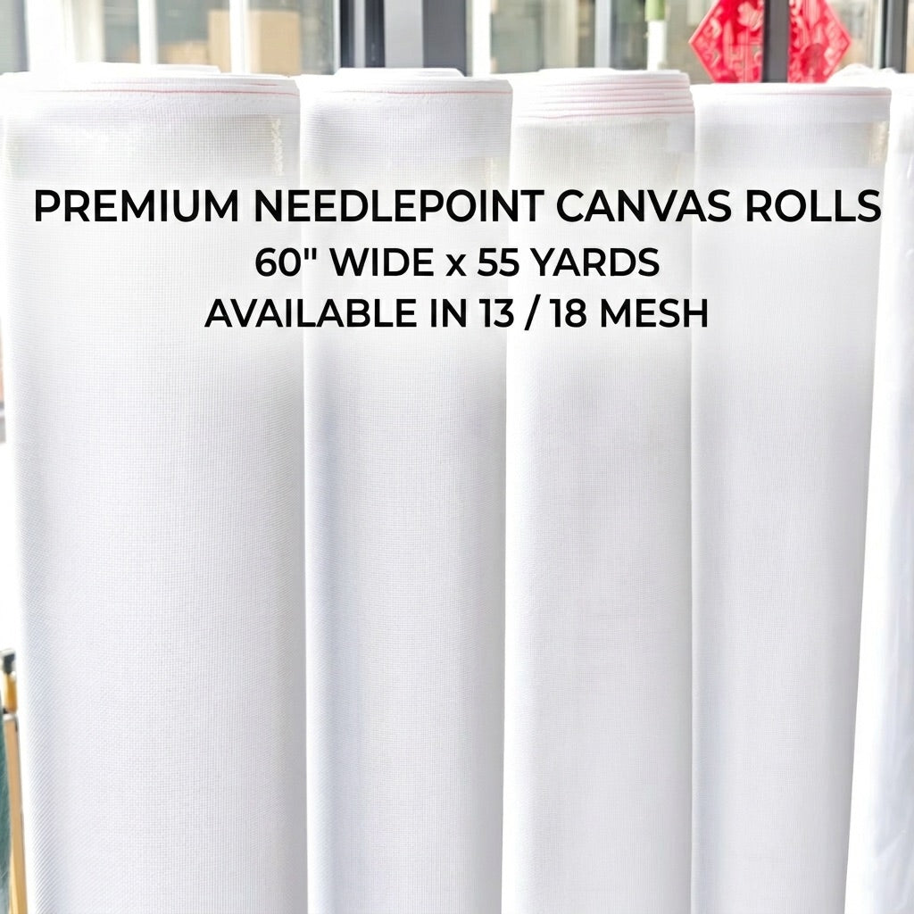 Mono Deluxe Needlepoint Canvas Roll 60" x 55 Yards - 13/18 Mesh Premium Cotton Canvas