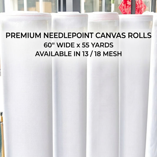 Mono Deluxe Needlepoint Canvas Roll 60" x 55 Yards - 13/18 Mesh Premium Cotton Canvas